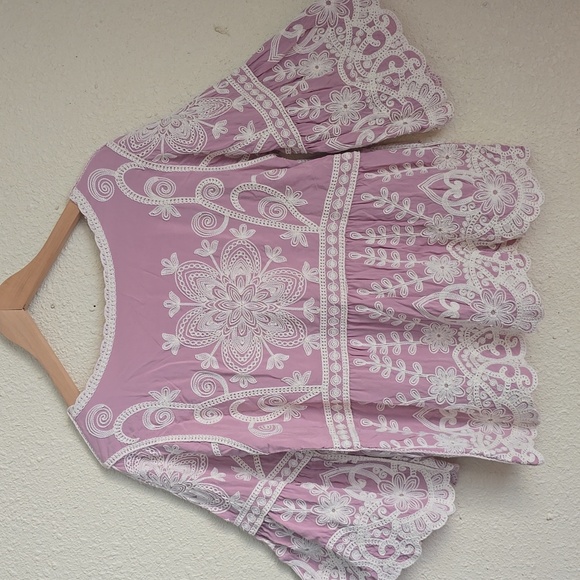 Ana & Rose Romantic Boho Embroidered Bell-Sleeve Blouse Pesant Top Sz.L - Picture 5 of 11